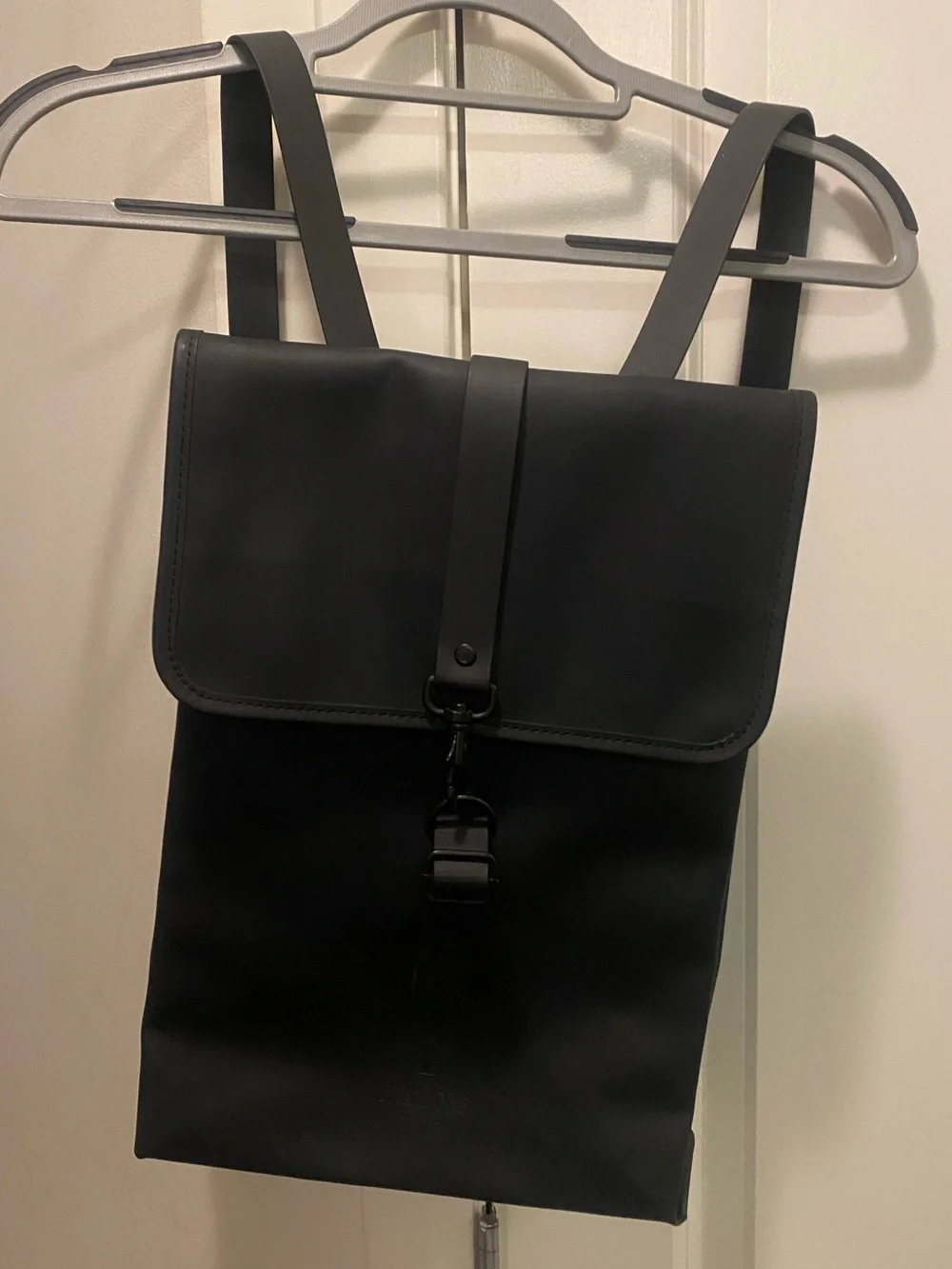 Rains Black Minimal Backpack